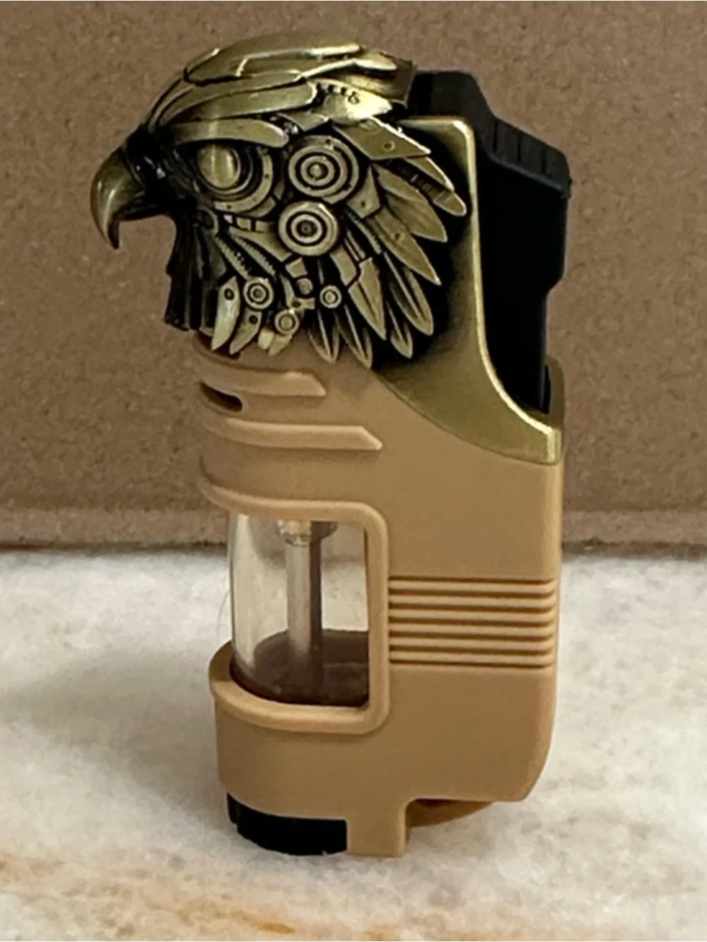 Eagle Head Torch Lighter in Tan and Antique Gold